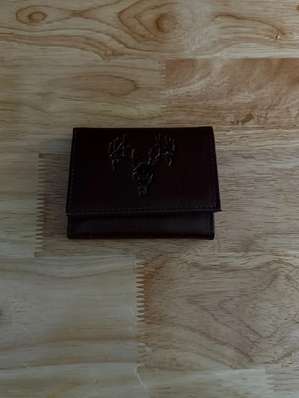 Brown Leather Men’s Card Holder Wallet with Stag Emboss